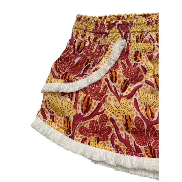 M185 POUPETTE ST BARTH Women's Shorts Fringe Yellow/Red Small - Picture 3 of 8